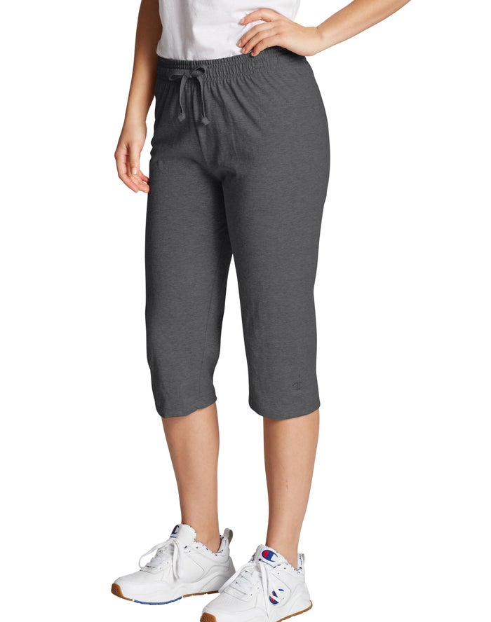 Champion Broek Dames - DonkerGrijs - Classic Jersey Capris ( 574108-IGV )